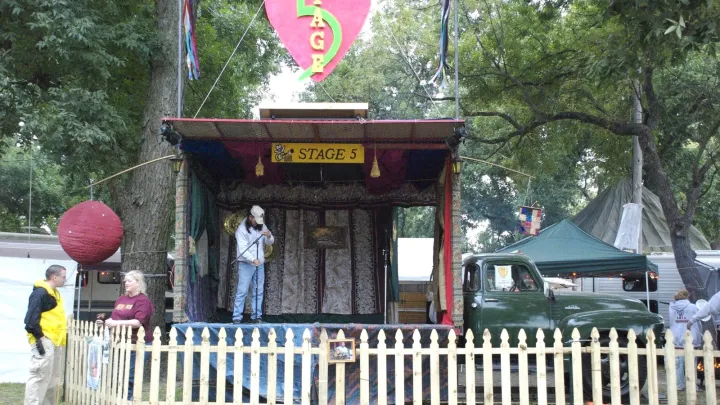 A stage at the Walnut Valley Festival